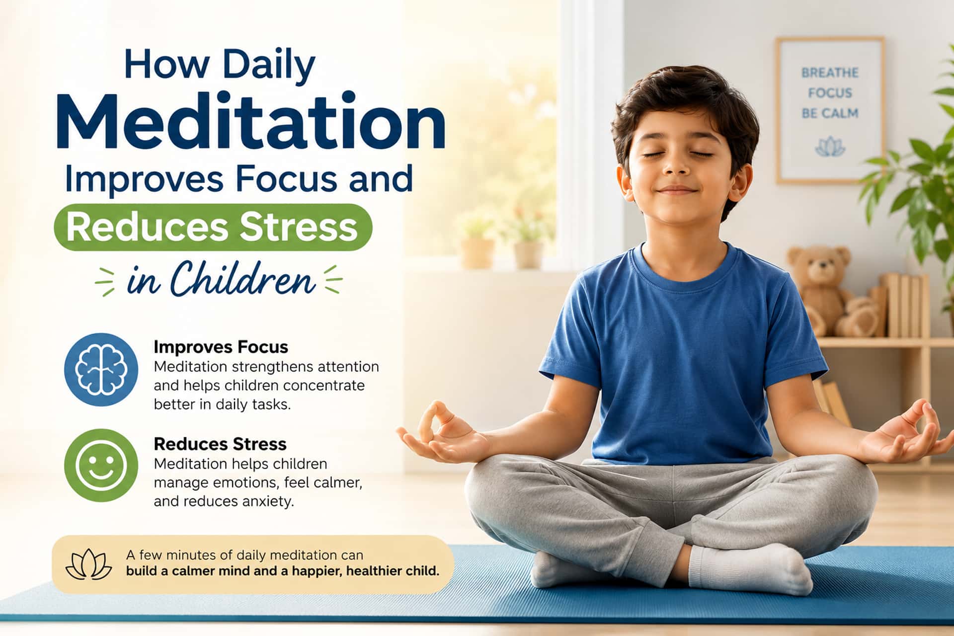 daily meditation improves focus reduces stress children